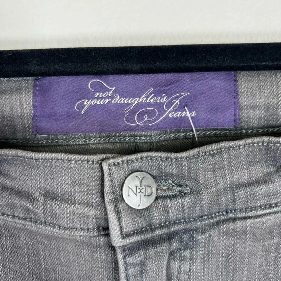 NYDJ Womens Flare Jeans Gray High Rise Stretch Embellished Made in USA 12 Petite - Picture 2 of 12
